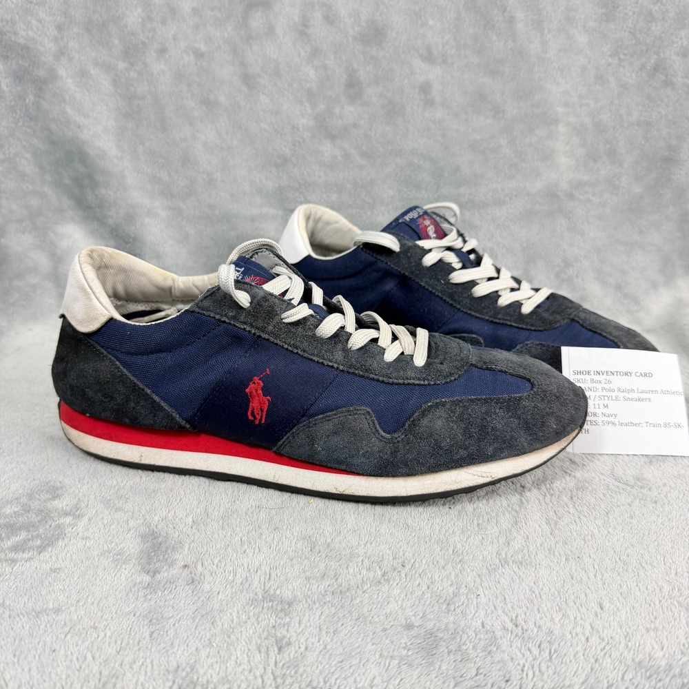 Polo Ralph Lauren Mens 11 Navy Train 85 Sneakers Suede Leather Utility Gorpcore
